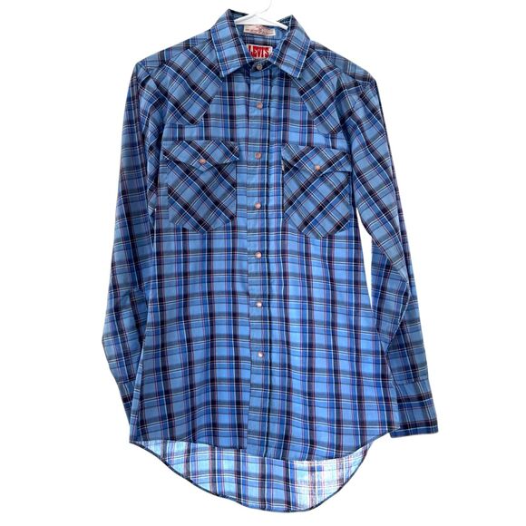 Vintage 70's/80's Men's Levis Tailored Cowboy Long Sleeve Pearl Snap Small‎ - Picture 1 of 6